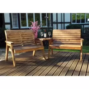 Image of Hand Made 4 Seater Chunky Rustic Wooden Furniture Set 2 Benches With Angled Tray