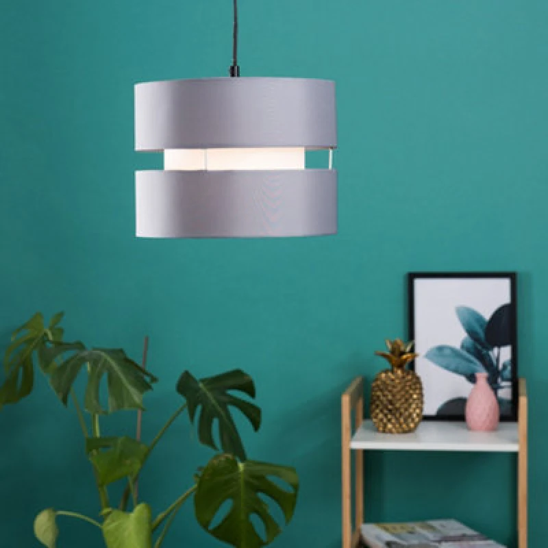 Image of Sophia Small Grey White Pendant Shade + 1x 10W B22 Bulb