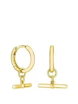 Image of Simply Silver Gold Plated Sterling Silver 925 T Bar Hoop Earrings