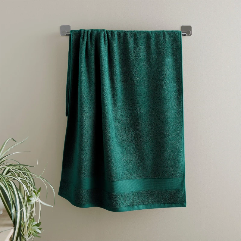 Image of Catherine Lansfield Catherine Lansfield 'Anti Bacterial' Cotton Towels in Dark Green Size: Bath Sheet Dark Green Bath Sheet Unisex 5057681101378