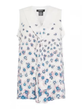 Image of DKNY Sleeveless ruffle front blouse Off White