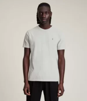 Image of AllSaints Mens Ossage Crew T-Shirt, Grey, Size: M