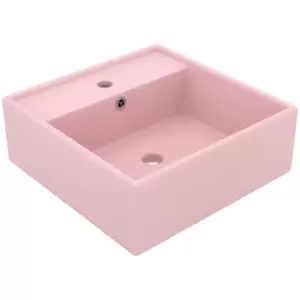 Image of Luxury Basin Overflow Square Matt Pink 41x41cm Ceramic Vidaxl Pink