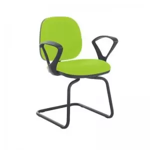 Image of Jota fabric visitors chair with fixed arms - Madura Green