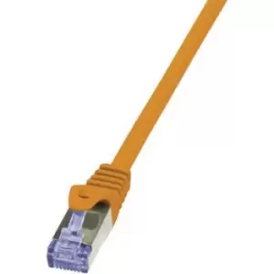 Image of LogiLink CQ3048S RJ45 Network cable, patch cable CAT 6A S/FTP 1.50 m Orange Flame-retardant, incl. detent