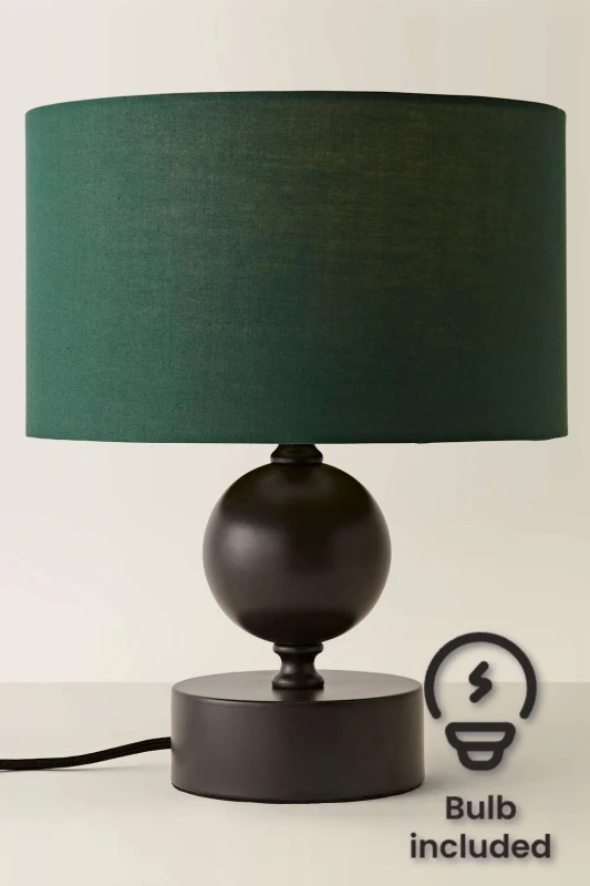 Image of ValueLights ValueLights Anthony Candlestick Table Lamp with Fabric Drum Lamp Shade and Bulb in Bottle Green Bottle Green One Size Unisex 5059406069093