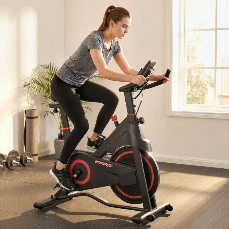 Image of SPORTNOW Exercise Bike, Stationary Bike with Adjustable Magnetic Resistance in Black Unisex