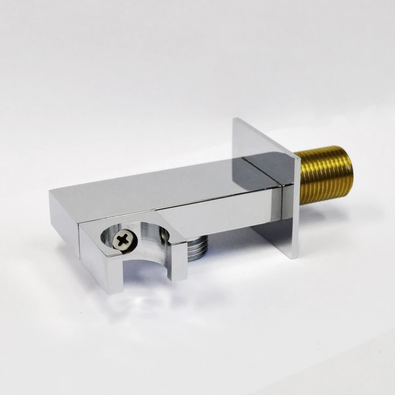 Image of Nes Home Square Solid Brass Bathroom Wall Mounted Outlet With Shower Handset Holder Silver