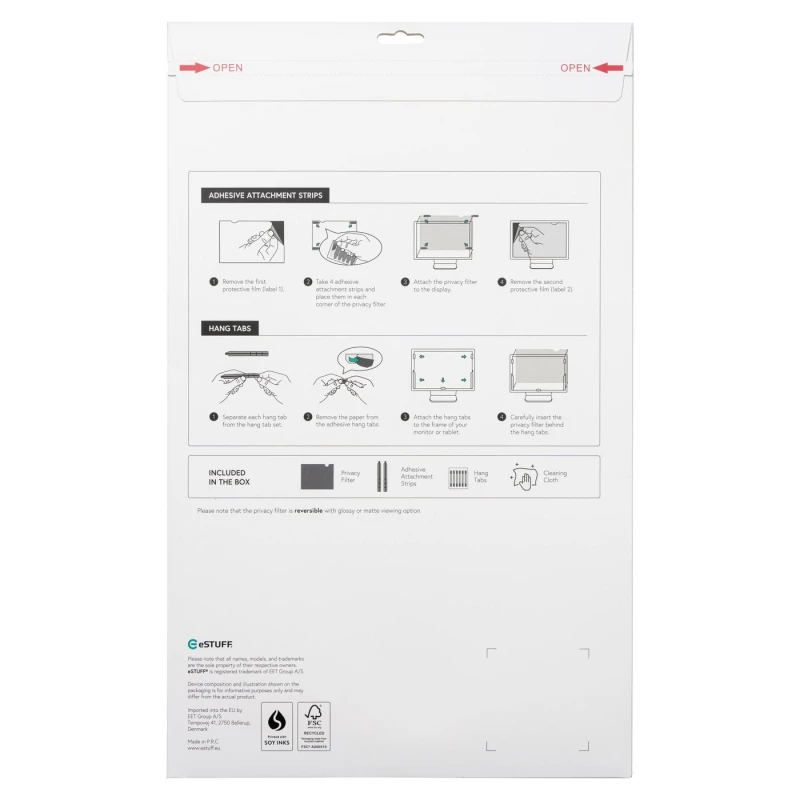 Image of eSTUFF GLBB31698393 display privacy filter 80cm (31.5") Monitor