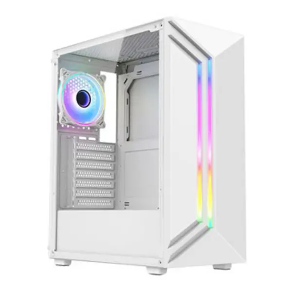 Image of VIDA Vida Apollo White ARGB Gaming Case w/ Glass Window ATX Rear ARGB Fan Front LED Strips APOLLO-WHT