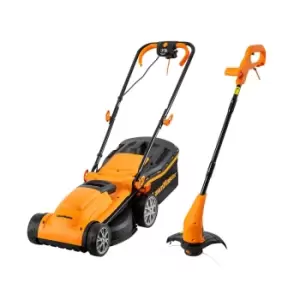 Image of LawnMaster 1400W 34cm Rotary Electric Lawn Mower and Grass Trimmer Set - Garden & Outdoor
