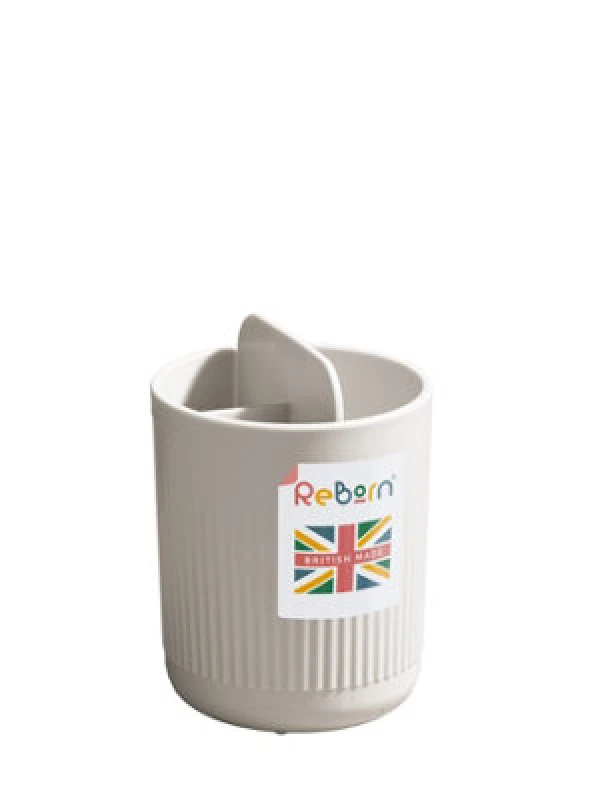 Image of ReBorn Reborn Recycled Toothbrush Holder - Stone Bathroom Accessories Caddy - With Three Compartments - Made In The Uk