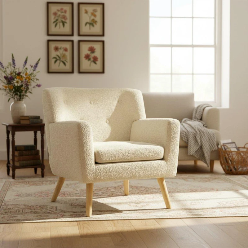 Image of Biba Accent Armchair Beige Boucle unisex One Size