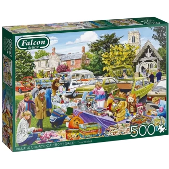 Image of Falcon de luxe Village Church Car Boot Sale Jigsaw Puzzle - 500 Pieces