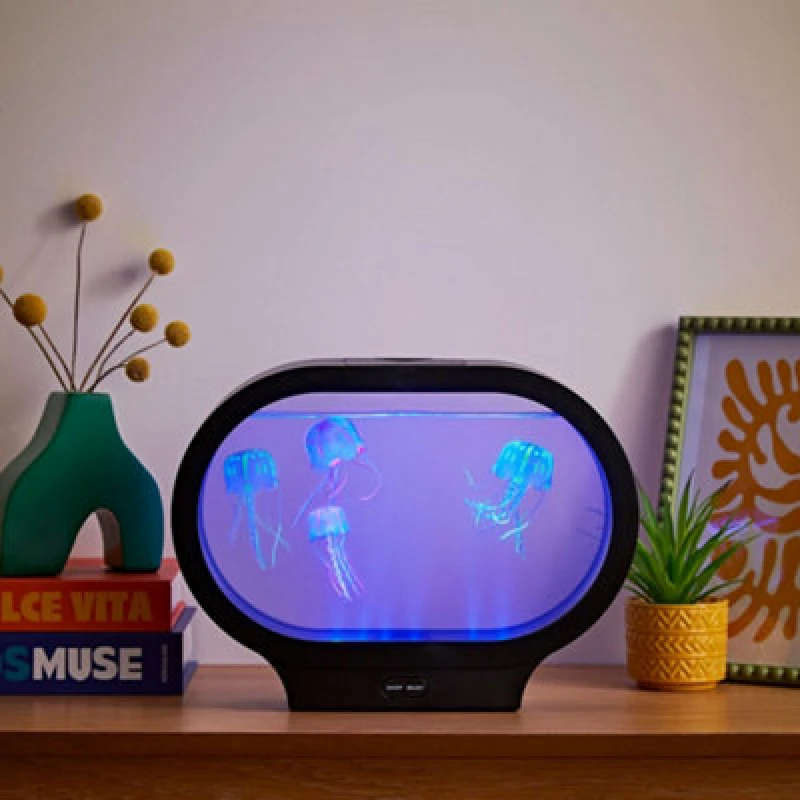 Image of ValueLights ValueLights Jellyfish Colour Changing Aquarium Table Lamp LED Night Light Sensory in Black One Size Unisex 5016529263241