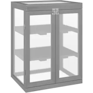 Image of Outsunny 3-tier Wood Greenhouse Plant Storage Shelf Garden Cold Frame Grow House - Dark Grey