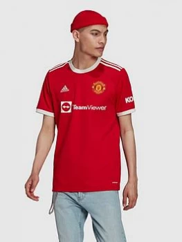 Image of adidas Manchester United Mens 21/22 Home Shirt - Red, Size L, Men