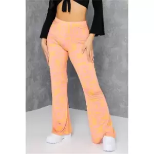 Image of I Saw It First Orange Petite Printed Slinky Flare Trousers Co-Ord - Orange