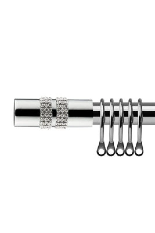 Image of 16-19mm Sparkle Extendable Metal Curtain Pole Set Chrome 120-210Cm