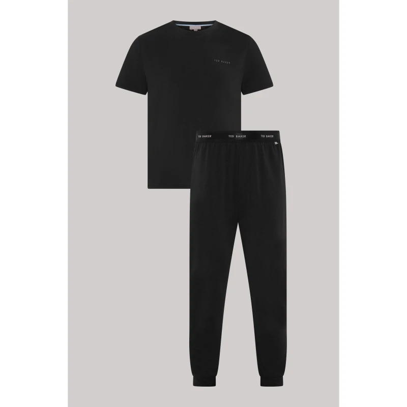 Image of Ted Baker T Shirt and Jogger Set Black male S (2)