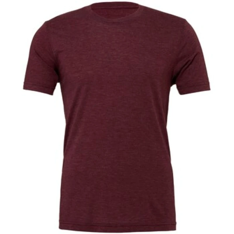 Image of Bella + Canvas Mens Canvas Triblend Crew Neck T-Shirt Short Sleeve T-Shirt in Maroon Size: XS Maroon Male XS