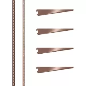 Image of Rothley Antique Twin Slot Shelving Kit 1600mm Uprights (x2) & 220mm Brackets (x4) in Copper Steel
