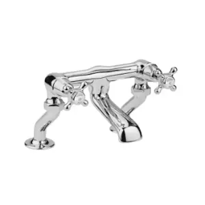 Image of Hudson Reed White Topaz With Crosshead & Domed Collar Deck Mounted Bath Filler - Chrome