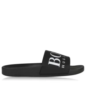 Image of Hugo Boss Logo Pool Slides Black/White Size 10 Men