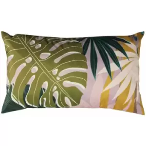 Image of Furn Leafy Botanical Print Outdoor Cushion Cover, Blush, 30 x 50 Cm