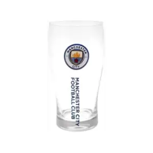 Image of Manchester City FC Official Football Crest Pint Glass (One Size) (Clear)