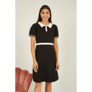 Image of Yumi Black Knitted Retro Skater Dress - Black