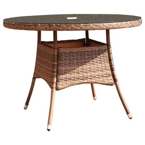 Image of Charles Bentley Verona 4-Seater Round Rattan Dining Table - Brown