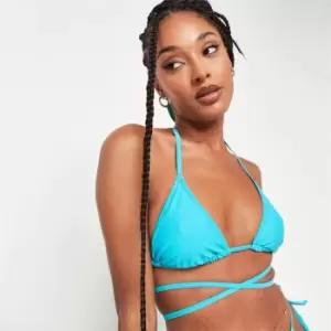 Image of Missguided Triangle Wrap Around Bikini Top - Blue