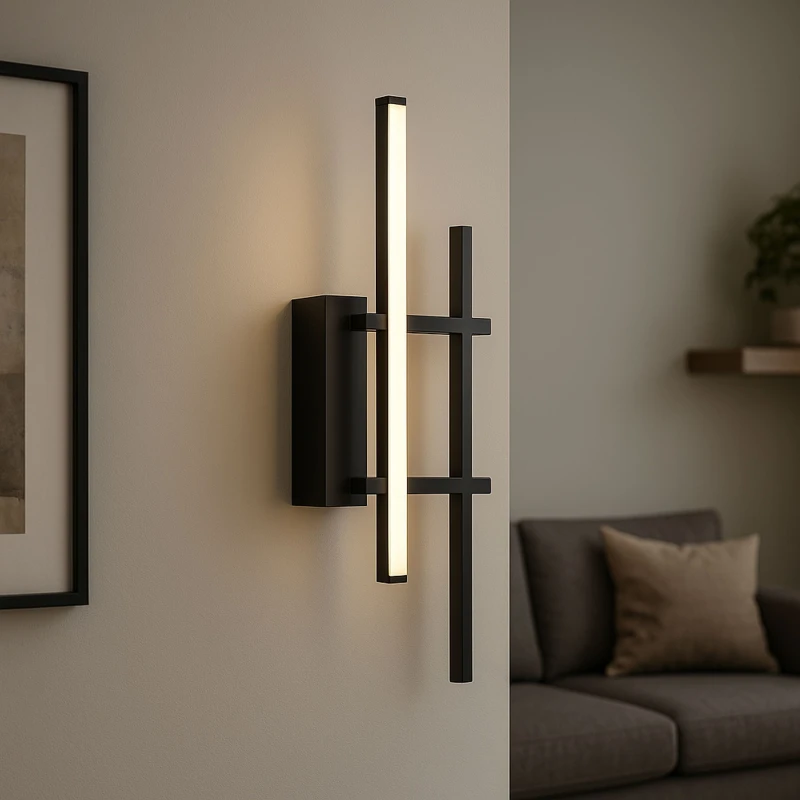Image of Eglo Trepiliano Aluminium & Steel Black Modern LED Linear Wall Light Black Unisex