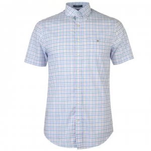Image of Gant Short Sleeved Gingham Shirt Mens - Capri Blue 468