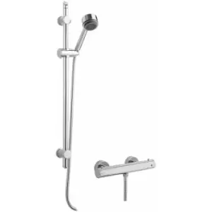 Image of Nuie - Minimalist Thermostatic Bar Shower Valve with Single Function Slider Rail Kit - Chrome