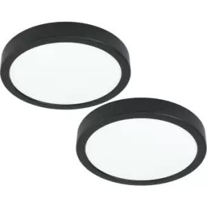 Image of 2 PACK Wall / Ceiling Light Black 210mm Round Surface Mounted 16.5W LED 3000K