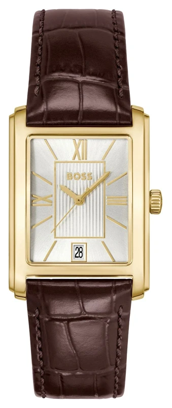 Image of BOSS 1514300 PRINCIPLE DRESS (28mm) Silver Dial / Brown Watch