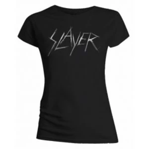 Image of Slayer Scratchy Logo Ladies Black T Shirt: Medium
