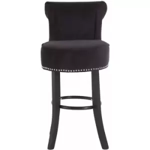 Image of Regents Park Black Velvet Bar Chair - Premier Housewares