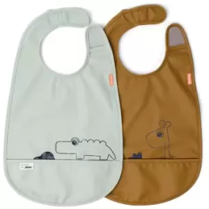 Image of Done by Deer Bib - Deer Friends - 2 Pack - Mustard/Green
