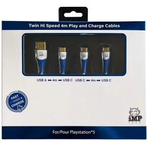 Image of MP Tech PS5 High Speed 4 Metre Play & Charge Cable Twin Pack (PS5)