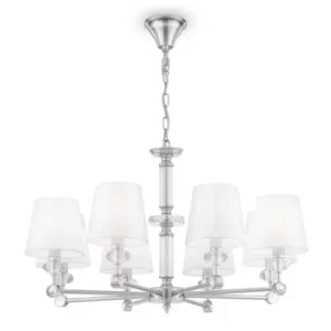 Image of Classic Riverside 8 Light Chrome Chandelier with Shades