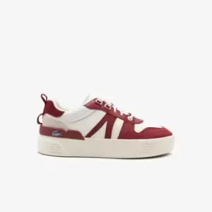 Image of Womens Lacoste L002 Leather Colour-Pop Trainers Size 7 UK White & Burgundy
