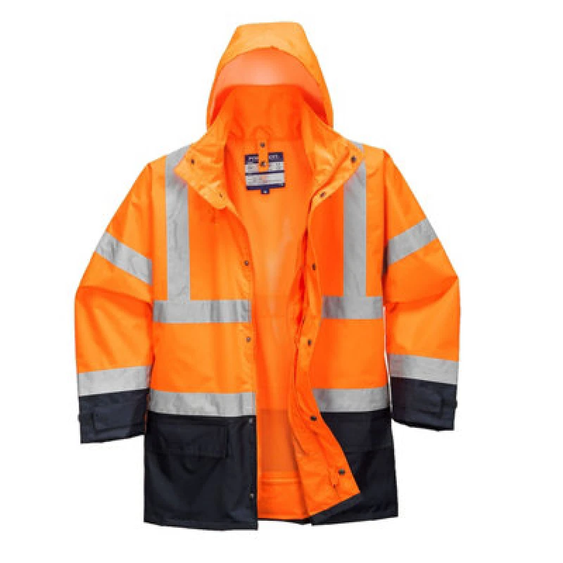 Image of Oxford Weave 300D Class 3 Hi Vis 5-in1 Executive Jacket S768ONR5XL Colour: Orange / Navy