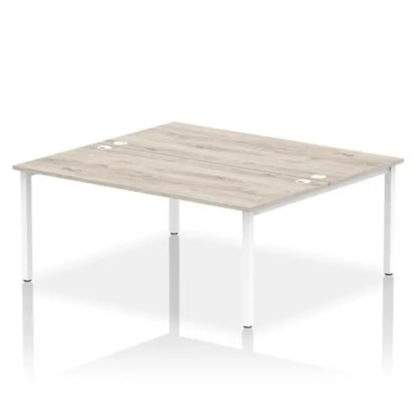 Image of Impulse Impulse Bench B2B 2 Person 1800 White Frame Office Bench Desk Grey Oak IMB2P18GRYW