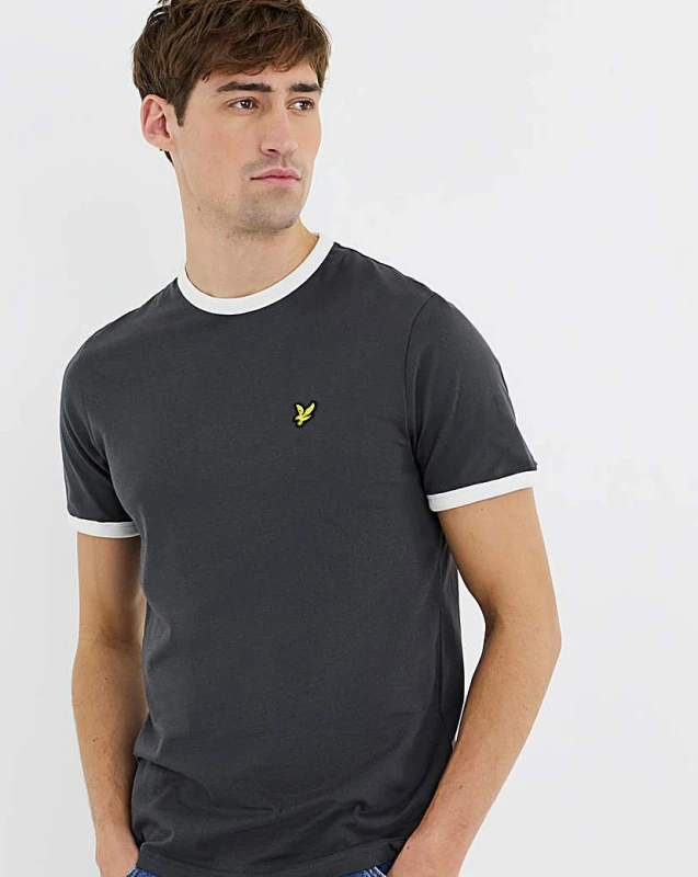 Image of Lyle & Scott Lyle & Scott Ringer T-Shirt Gunmetal - Lyle & Scott - Size: L Gunmetal Male L LC06902