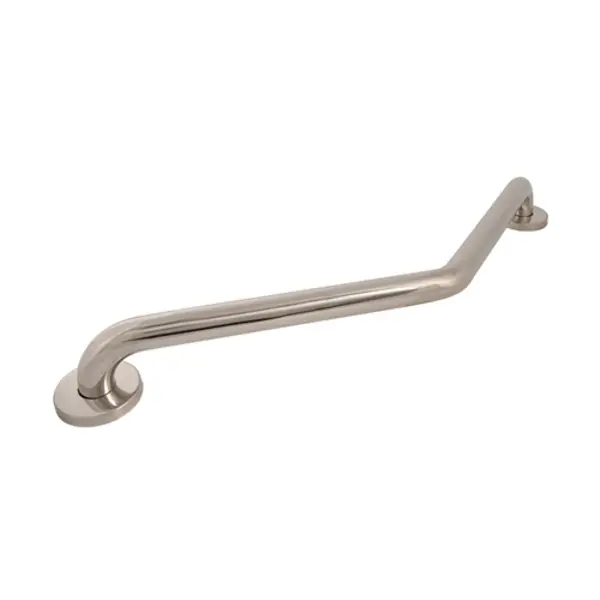 Image of Plumbob Angled Bathroom Grab Bar Polished Stainless Steel - 250 x 590mm