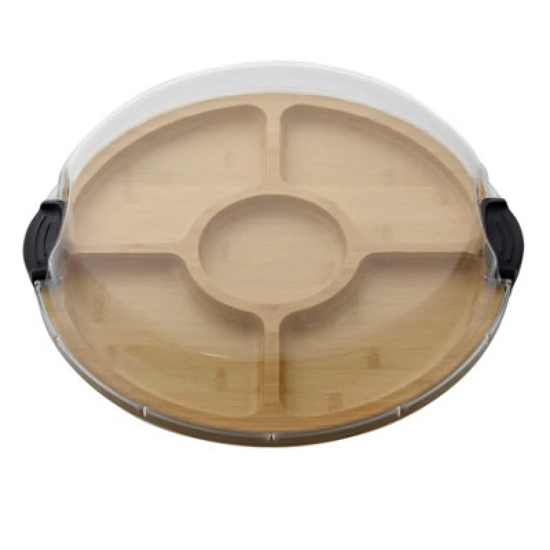 Image of Farberware Build-A-Board Bamboo Lazy Susan, Round Snack Board With 5 Dividers, 35.5Cm