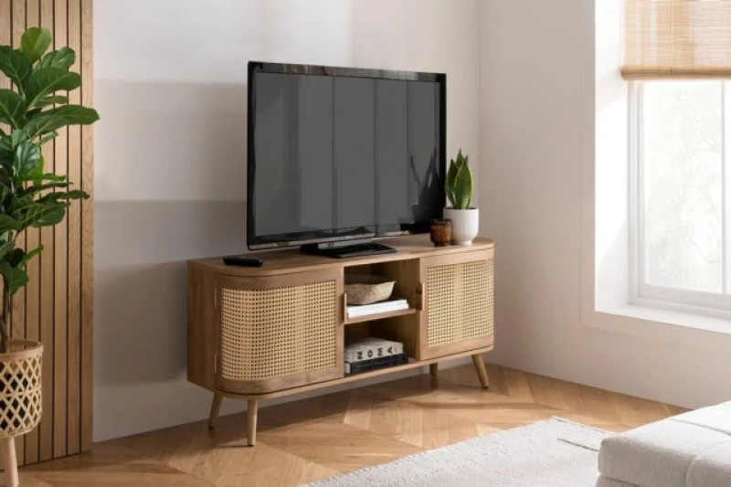 Image of Birlea Noah Oak and Rattan Small TV Unit